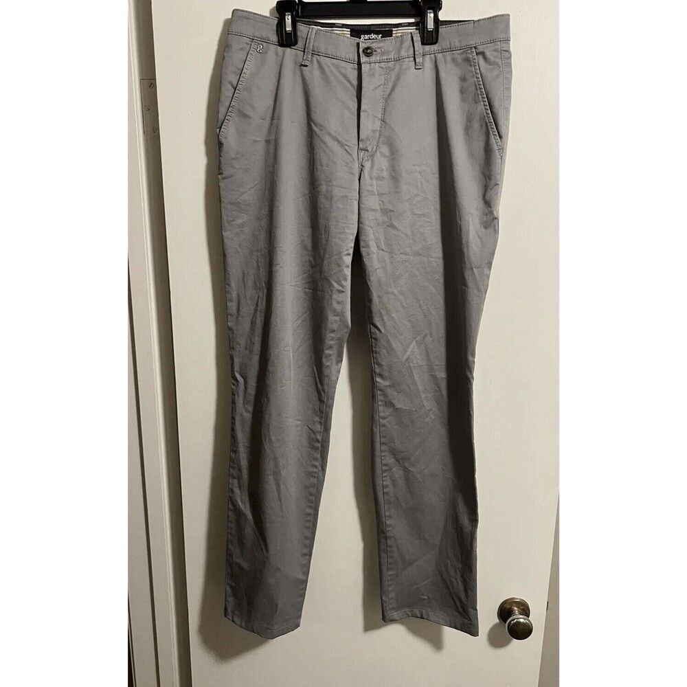 Atelier Garduer Mens Gray Benito Modern Fit Pants Mid Rise Straight Leg 33 x 34